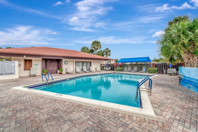 view of pool featuring a patio area