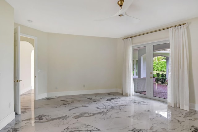 empty room featuring french doors