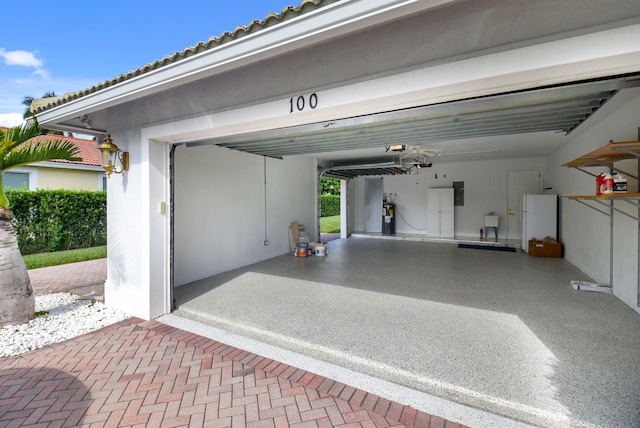 garage with electric panel