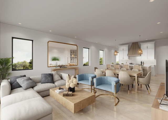 living room featuring light hardwood / wood-style floors