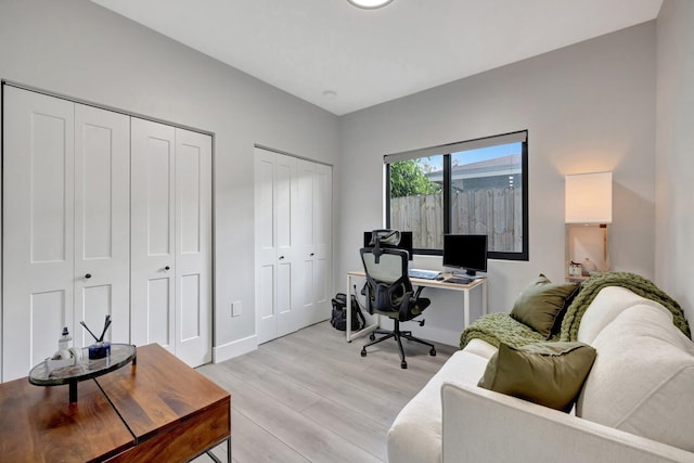 office featuring light hardwood / wood-style floors