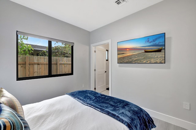 bedroom featuring light hardwood / wood-style flooring