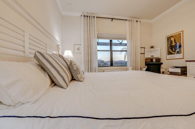 bedroom featuring crown molding