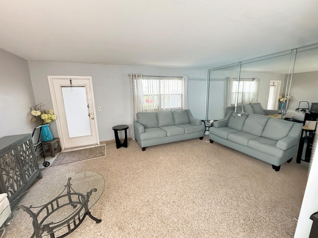 living room with carpet floors