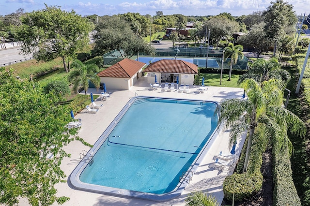 view of pool featuring a patio