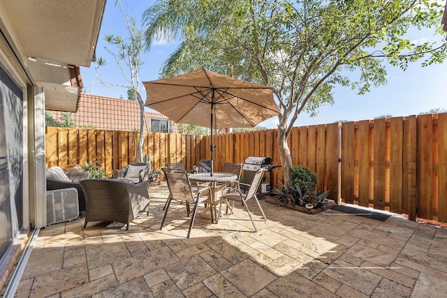 view of patio featuring grilling area