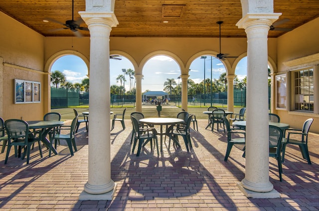 view of patio / terrace featuring ceiling fan