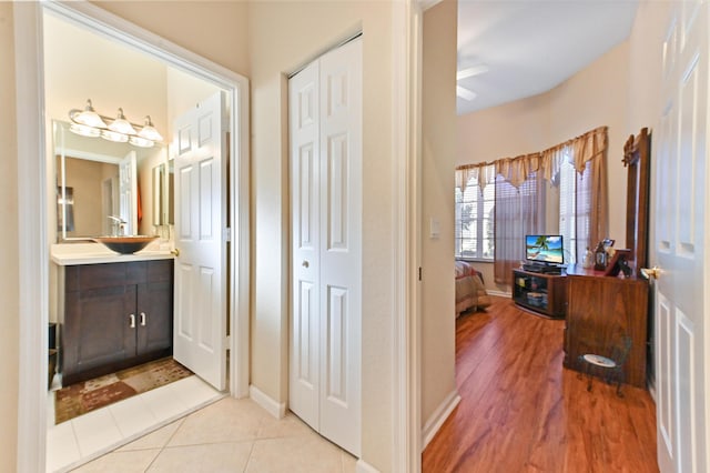 bathroom featuring tile patterned floors and vanity