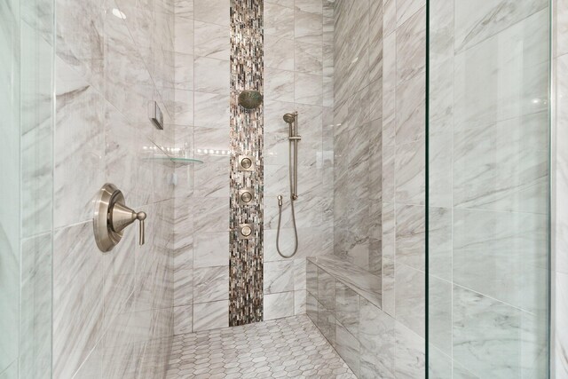 bathroom with vanity and an enclosed shower