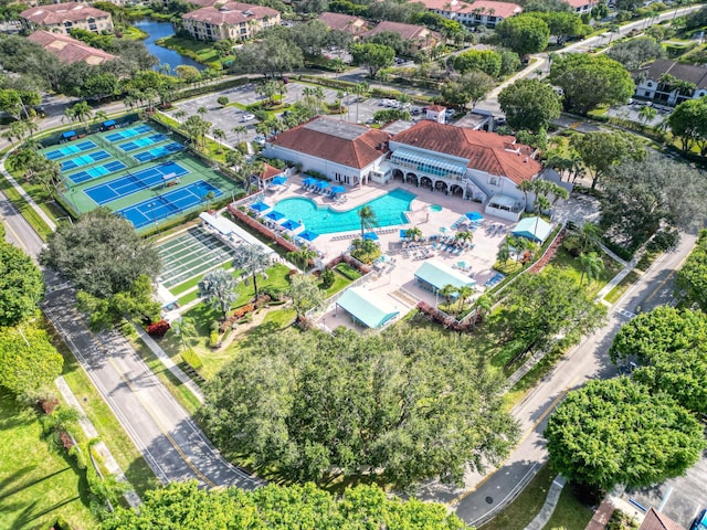 5258 Europa Dr Unit H, Boynton Beach, FL 33437 - aerial view of property's location with a pool and a nearby body of water