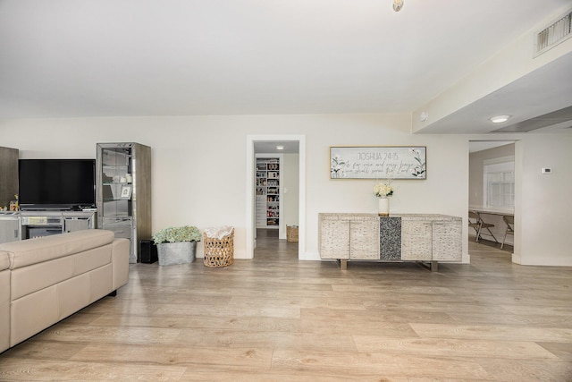 living room with light wood-type flooring