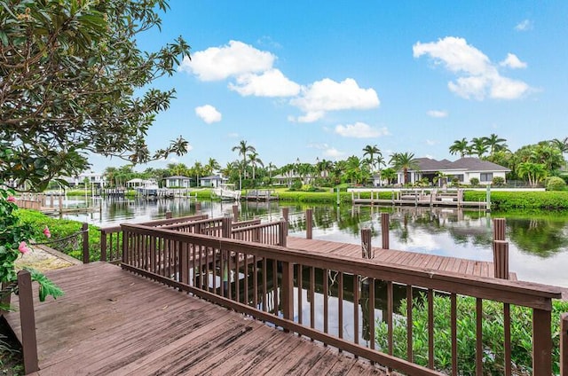 dock area featuring a water view