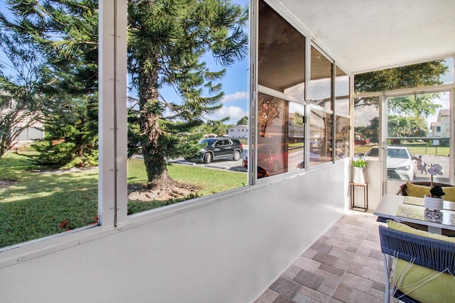 view of unfurnished sunroom