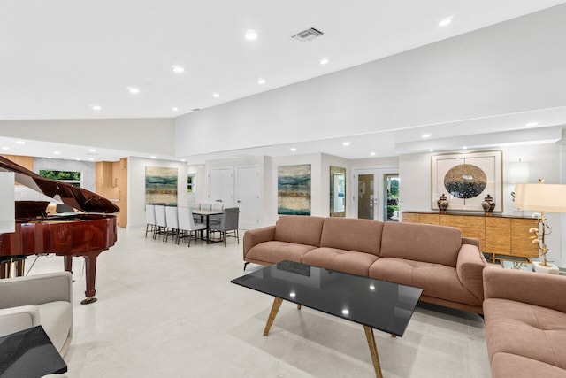 4246 Live Oak Blvd, Delray Beach, FL 33445 - living area featuring recessed lighting and high vaulted ceiling