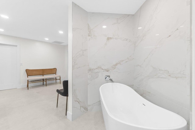 4246 Live Oak Blvd, Delray Beach, FL 33445 - bathroom with a freestanding tub and recessed lighting