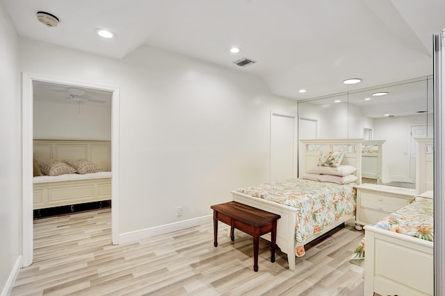 4246 Live Oak Blvd, Delray Beach, FL 33445 - bedroom featuring light wood-style flooring, baseboards, and recessed lighting