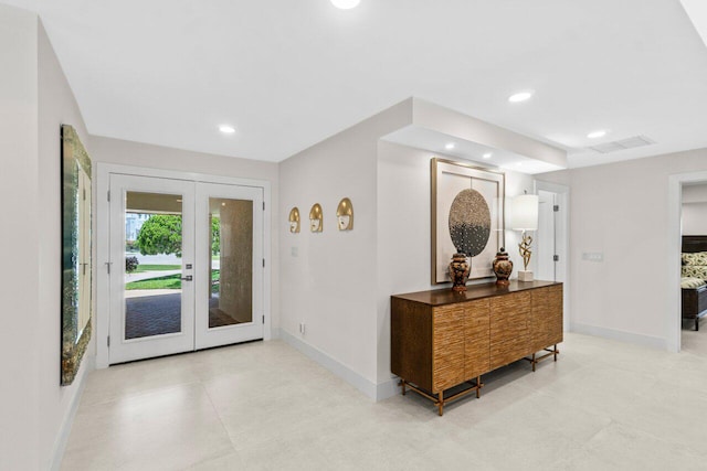 4246 Live Oak Blvd, Delray Beach, FL 33445 - foyer entrance featuring baseboards, french doors, and recessed lighting