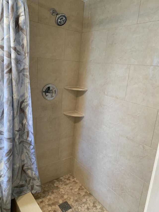 bathroom featuring a shower with curtain