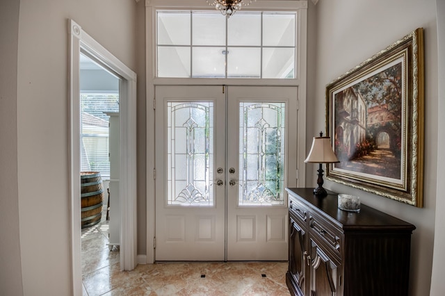 foyer with french doors