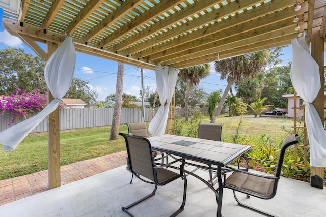 view of patio featuring a pergola