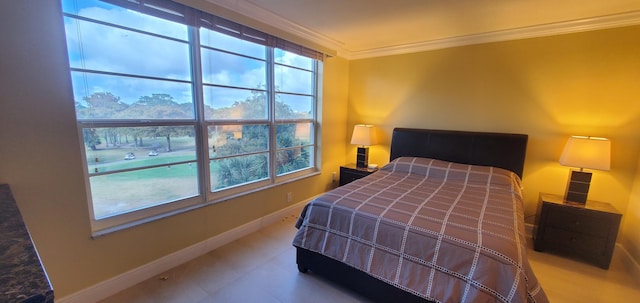 bedroom featuring crown molding