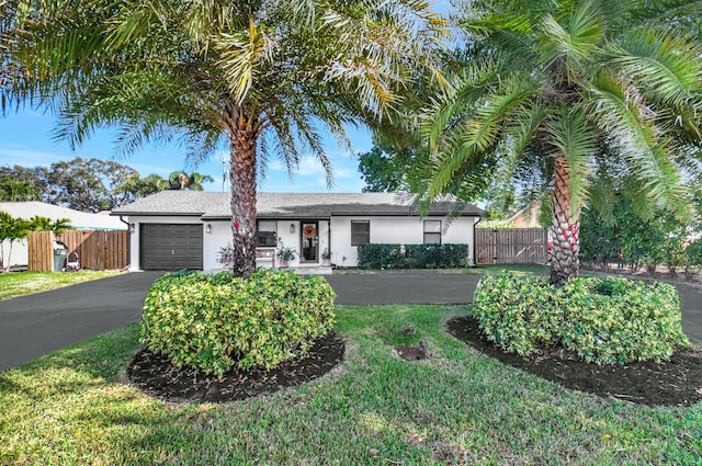 ranch-style home featuring a garage