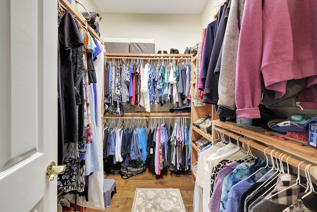 spacious closet featuring wood finished floors