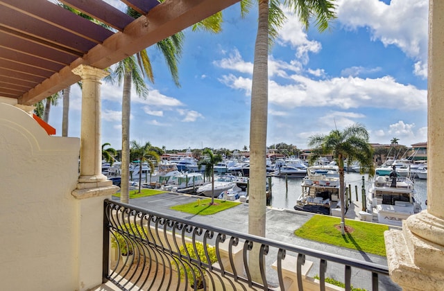 balcony with a water view