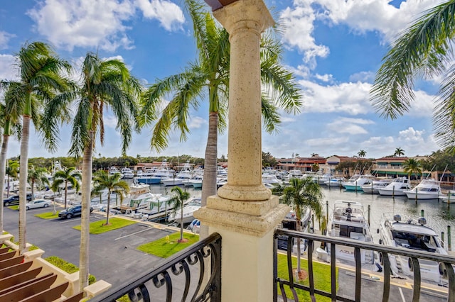 balcony with a water view