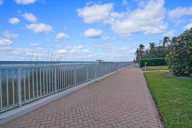 view of community featuring a water view