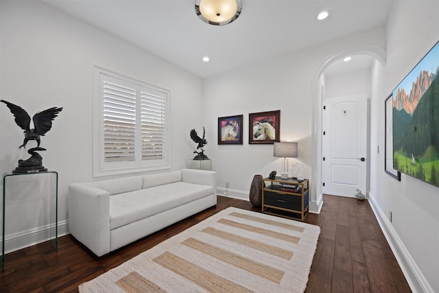 living area featuring dark hardwood / wood-style flooring