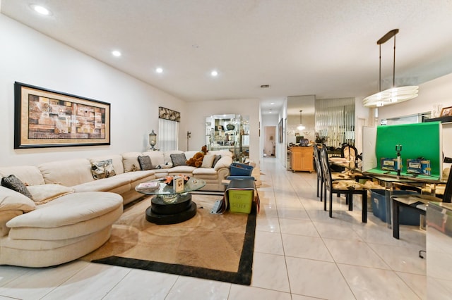 view of tiled living room