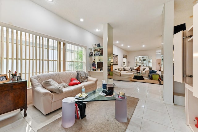 view of tiled living room