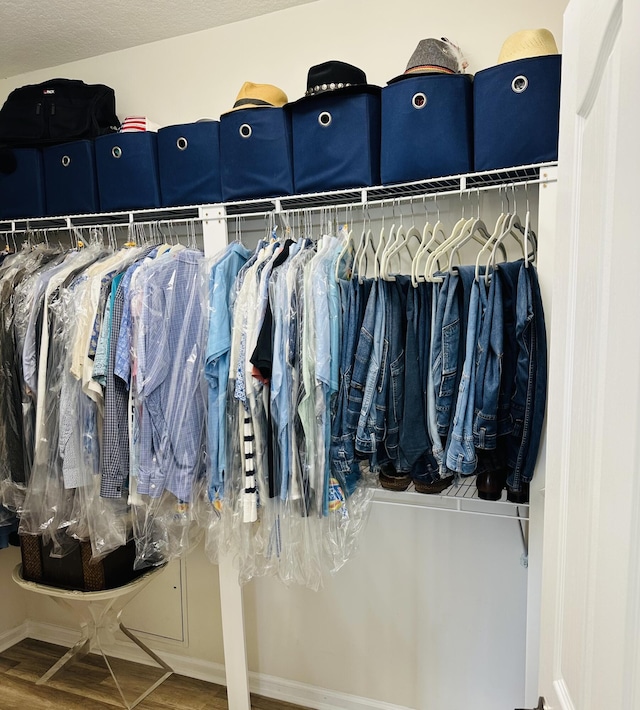 spacious closet featuring hardwood / wood-style flooring