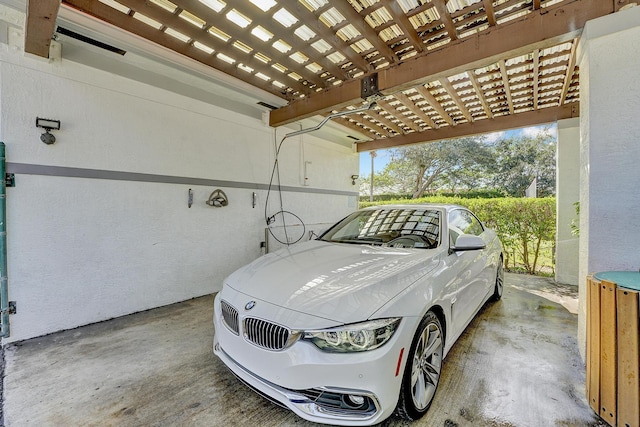 garage with a carport