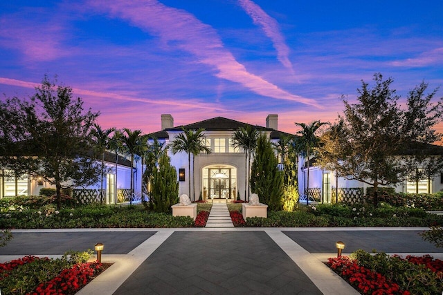 view of front facade featuring french doors