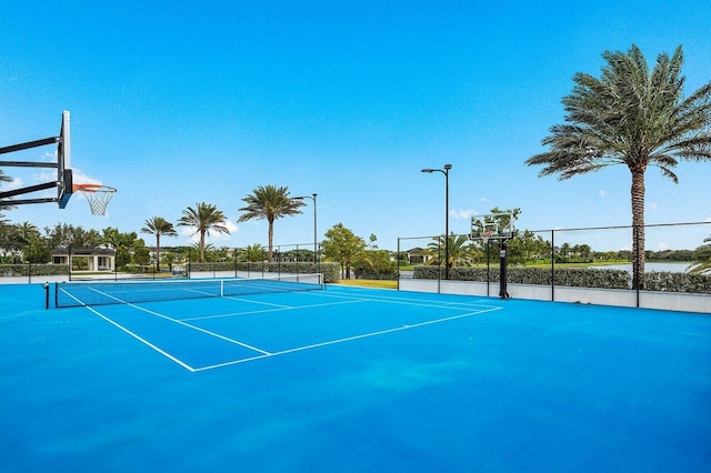 view of tennis court with basketball court