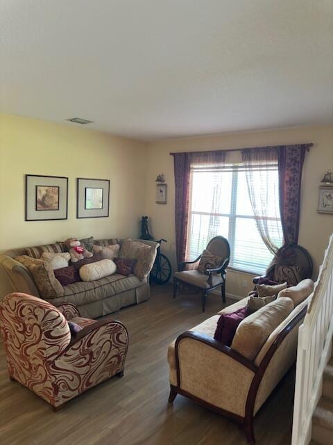 living room with hardwood / wood-style floors