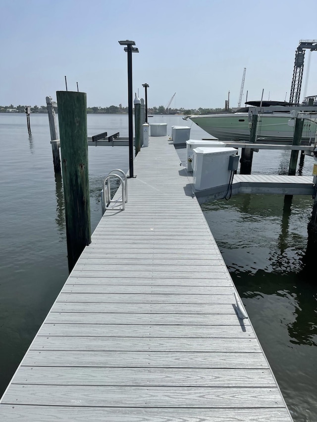 view of dock featuring a water view