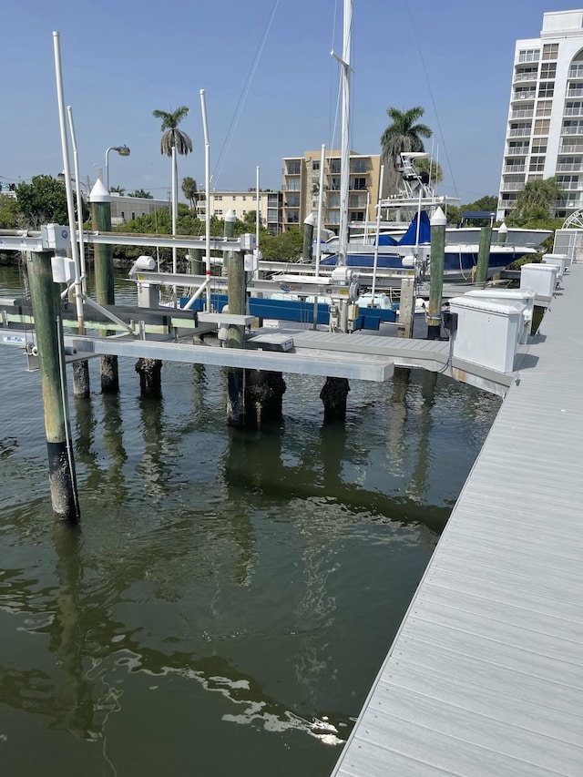 view of dock featuring a water view