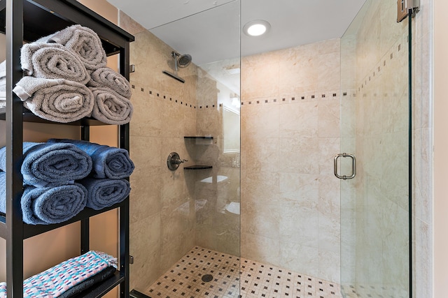 bathroom featuring walk in shower