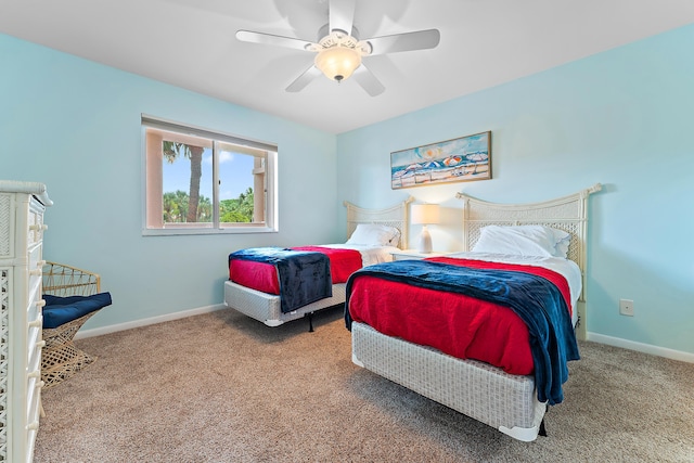 bedroom featuring carpet flooring and ceiling fan