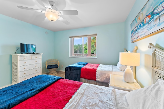 bedroom featuring carpet flooring and ceiling fan