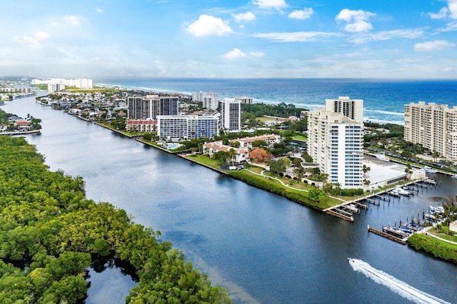 bird's eye view featuring a water view