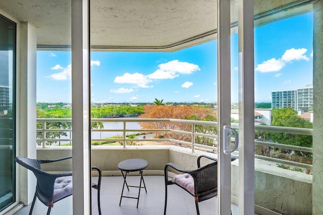 balcony with a water view