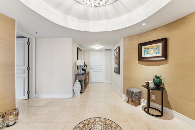 hallway featuring light tile patterned floors