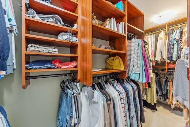 walk in closet featuring carpet floors