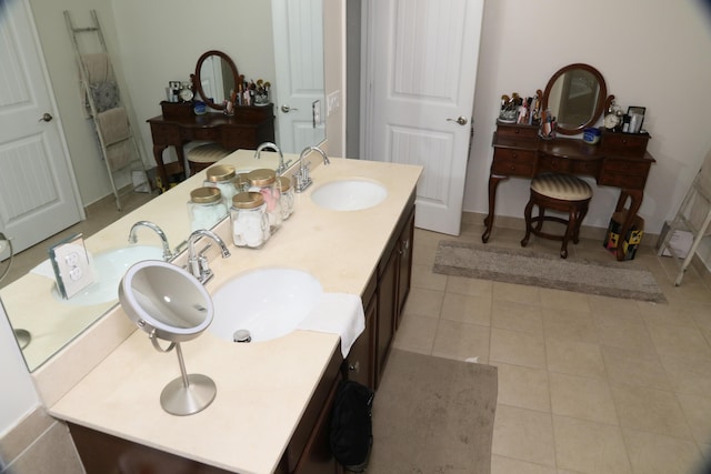 bathroom with vanity and tile patterned floors