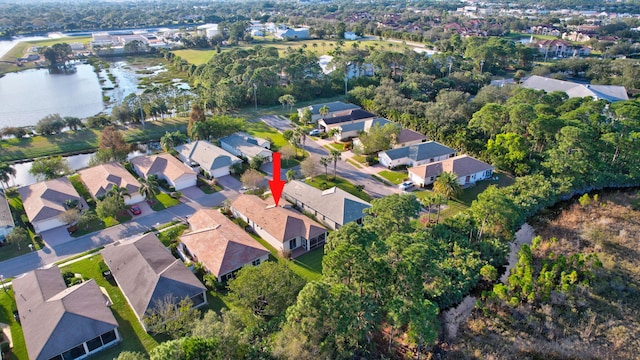 bird's eye view featuring a water view