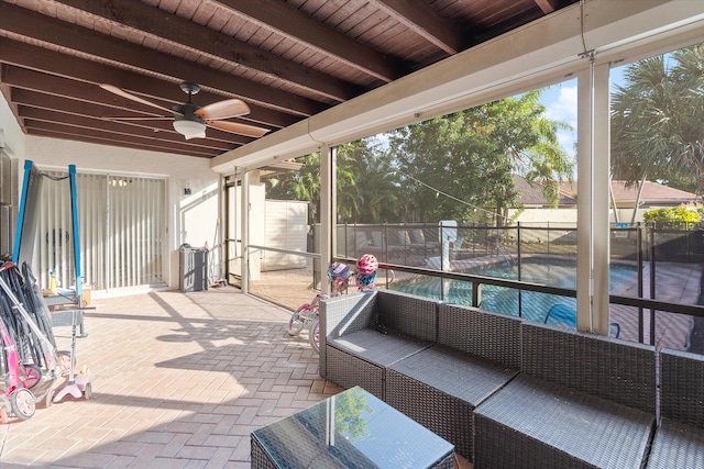 view of patio / terrace featuring an outdoor living space and ceiling fan